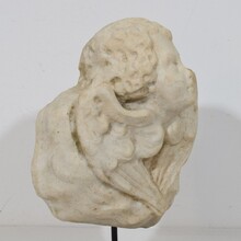 Baroque marble winged angel head, Italy circa 1750