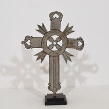 Baroque painted metal procession cross, Italy circa 1750