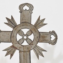 Baroque painted metal procession cross, Italy circa 1750