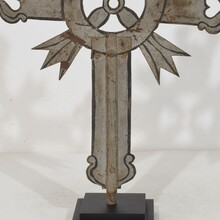Baroque painted metal procession cross, Italy circa 1750