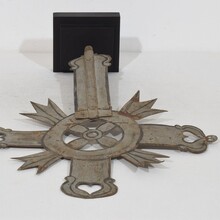 Baroque painted metal procession cross, Italy circa 1750