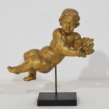 Carved wooden baroque angel, Italy circa 1750