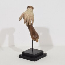 Carved wooden baroque arm of a Saint figure, Italy circa 1750