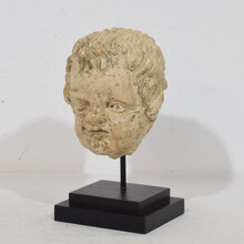 Chalk/ cast stone angel head, Italy circa 1750