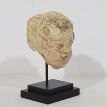 Chalk/ cast stone angel head, Italy circa 1750