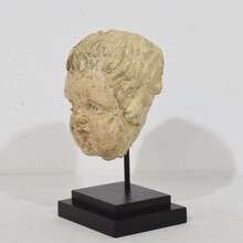 Chalk/ cast stone angel head, Italy circa 1750