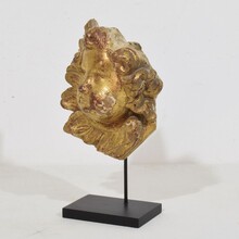 Hand carved baroque winged angel head fragment, Italy circa 1750