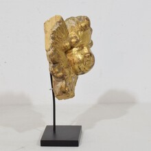 Hand carved baroque winged angel head fragment, Italy circa 1750