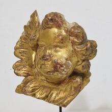 Hand carved baroque winged angel head fragment, Italy circa 1750