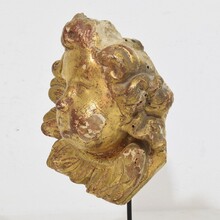 Hand carved baroque winged angel head fragment, Italy circa 1750