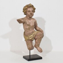 Carved wooden baroque angel fragment, Italy circa 1750