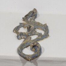 Hand carved wooden baroque style curl ornament, Italy circa 1850