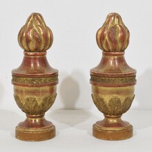 Pair neoclassical carved gilrwood finial ornaments, Italy circa 1800-1850