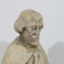 Medieval Gothic stone Saint statue, Italy circa 16th century