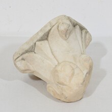 Medieval romanesque carved marble capital fragment, Italy circa 1250-1400