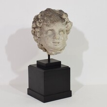 Large hand carved limestone head, France circa 1600-1700