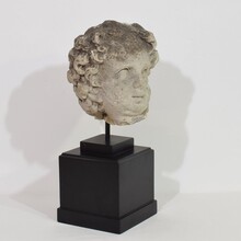 Large hand carved limestone head, France circa 1600-1700