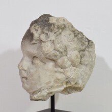 Large hand carved limestone head, France circa 1600-1700