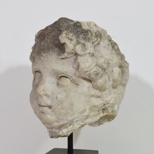 Large hand carved limestone head, France circa 1600-1700