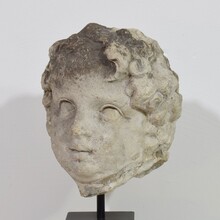 Large hand carved limestone head, France circa 1600-1700