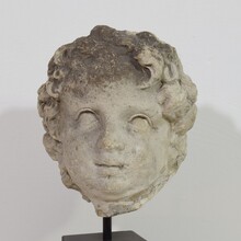 Large hand carved limestone head, France circa 1600-1700