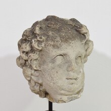 Large hand carved limestone head, France circa 1600-1700