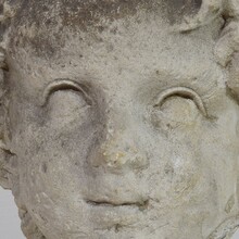 Large hand carved limestone head, France circa 1600-1700