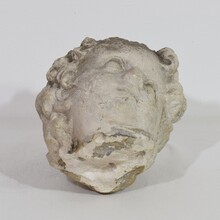 Large hand carved limestone head, France circa 1600-1700