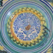 Large glazed earthenware bowl, Spain circa 1750-1850