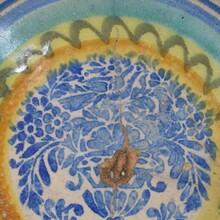 Large glazed earthenware bowl, Spain circa 1750-1850