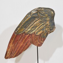 Large carved wooden wing of a baroque angel, Italy circa 1750