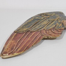 Large carved wooden wing of a baroque angel, Italy circa 1750