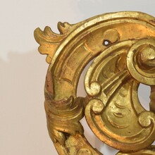 Large hand carved giltwood baroque curl ornament, Italy circa 1750