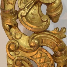 Large hand carved giltwood baroque curl ornament, Italy circa 1750