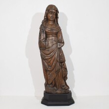 Large flemish medieval gothic carved oak Madonna, The Netherlands circa 1450-1550