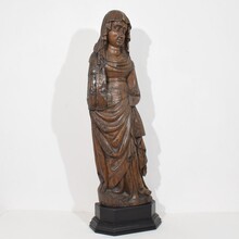 Large flemish medieval gothic carved oak Madonna, The Netherlands circa 1450-1550