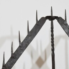 Large hand forged iron candleholder, France circa 1650