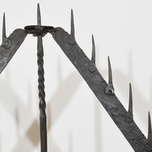 Large hand forged iron candleholder, France circa 1650