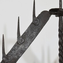 Large hand forged iron candleholder, France circa 1650