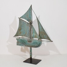 folk art copper sailboat weathervane, France circa 1880-1900