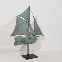 folk art copper sailboat weathervane, France circa 1880-1900