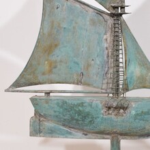 folk art copper sailboat weathervane, France circa 1880-1900