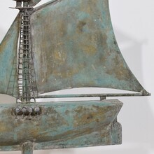 folk art copper sailboat weathervane, France circa 1880-1900
