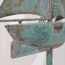 folk art copper sailboat weathervane, France circa 1880-1900