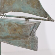 folk art copper sailboat weathervane, France circa 1880-1900