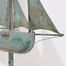 folk art copper sailboat weathervane, France circa 1880-1900