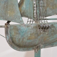 folk art copper sailboat weathervane, France circa 1880-1900