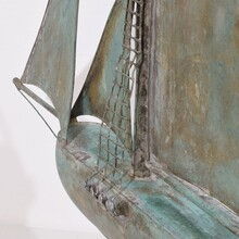 folk art copper sailboat weathervane, France circa 1880-1900