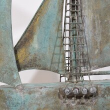 folk art copper sailboat weathervane, France circa 1880-1900