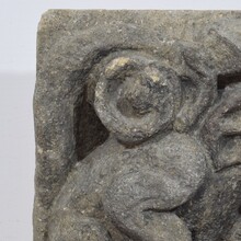 Medieval gothic carved stone crowned gargoyle panel, France circa 1250-1500